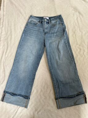 Women’s Wide Leg Tummy Control Light Blue Jeans